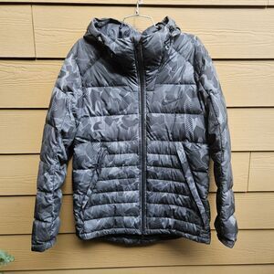 Nike Down Jacket Mens Large Coat With Hood In White Black Camo 806857-010